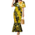 Hawaii Oahu Ilima Lei Family Matching Mermaid Dress and Hawaiian Shirt LT7 Mom's Dress Yellow - Polynesian Pride