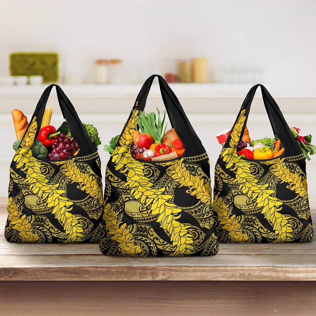 Hawaii Oahu Ilima Lei Grocery Bag LT7 3-pack One Size Yellow - Polynesian Pride