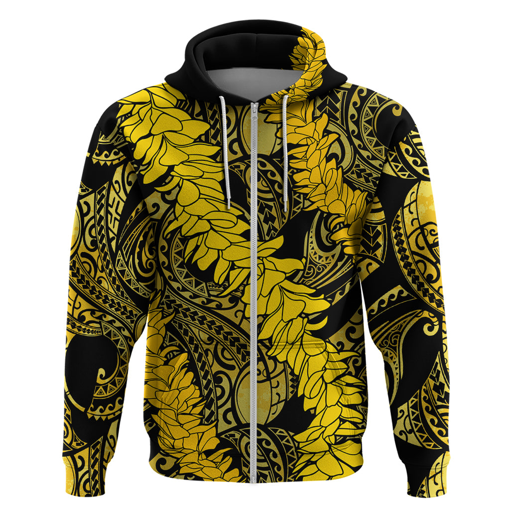 Hawaii Oahu Ilima Lei Hoodie LT7 Zip Hoodie Yellow - Polynesian Pride