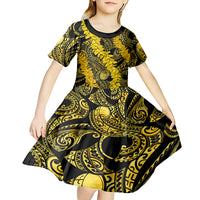 Hawaii Oahu Ilima Lei Kid Short Sleeve Dress LT7 - Polynesian Pride