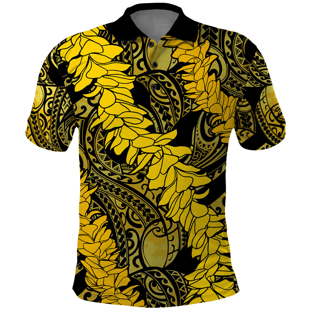 Hawaii Oahu Ilima Lei Polo Shirt LT7 Yellow - Polynesian Pride