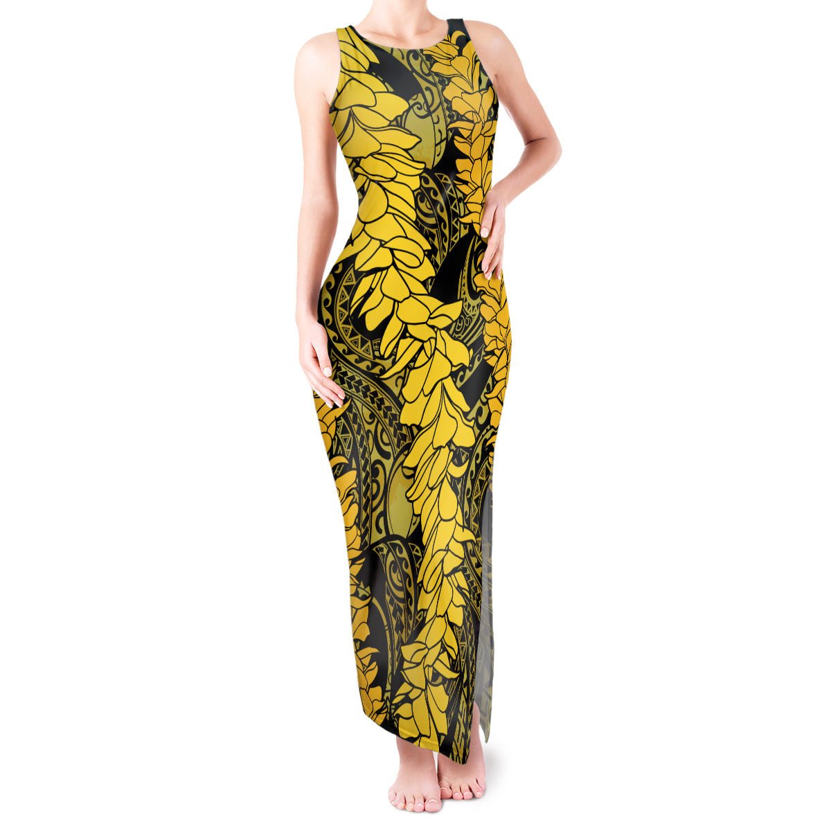 Hawaii Oahu Ilima Lei Tank Maxi Dress LT7 Women Yellow - Polynesian Pride