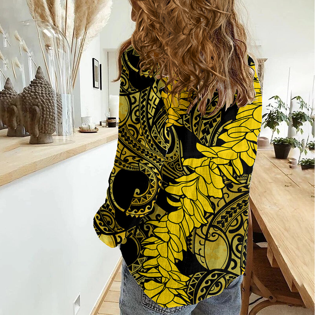 Hawaii Oahu Ilima Lei Women Casual Shirt LT7 - Polynesian Pride