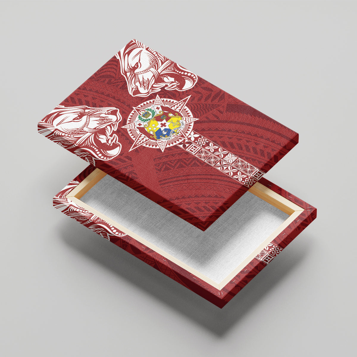Tonga Independence Day Canvas Wall Art Tongatapu Lion Ngatu Motifs LT7 - Polynesian Pride