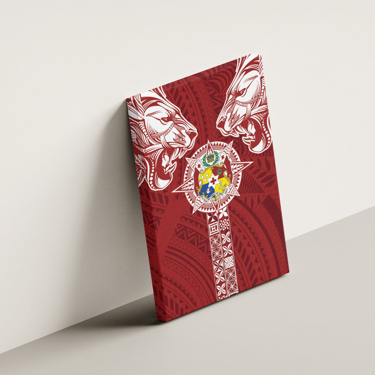 Tonga Independence Day Canvas Wall Art Tongatapu Lion Ngatu Motifs LT7 - Polynesian Pride