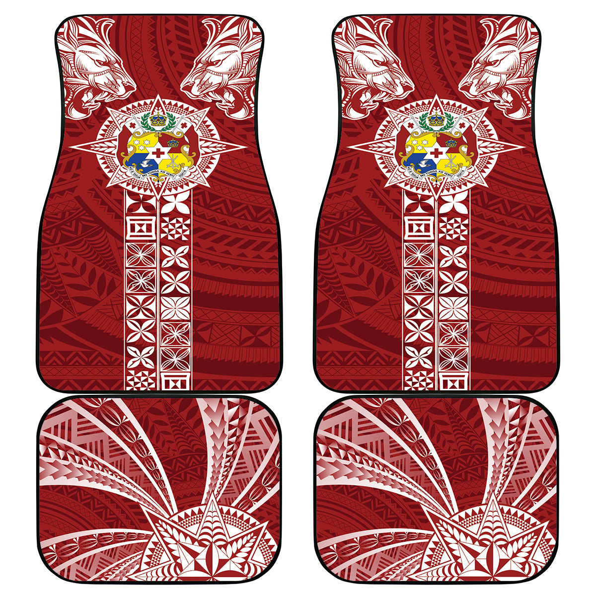 Tonga Independence Day Car Mats Tongatapu Lion Ngatu Motifs LT7 - Polynesian Pride