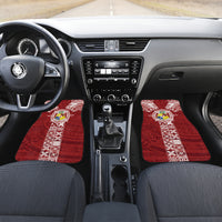 Tonga Independence Day Car Mats Tongatapu Lion Ngatu Motifs LT7 Set 2pcs - Front Red - Polynesian Pride