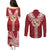 Tonga Independence Day Couples Matching Puletasi and Long Sleeve Button Shirt Tongatapu Lion Ngatu Motifs