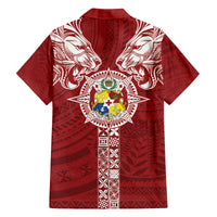 Tonga Independence Day Family Matching Off Shoulder Maxi Dress and Hawaiian Shirt Tongatapu Lion Ngatu Motifs