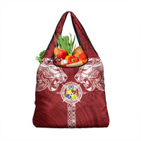 Tonga Independence Day Grocery Bag Tongatapu Lion Ngatu Motifs LT7 1-pack One Size Red - Polynesian Pride