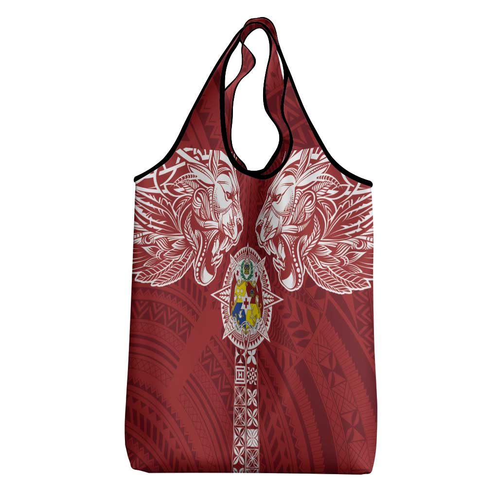 Tonga Independence Day Grocery Bag Tongatapu Lion Ngatu Motifs LT7 - Polynesian Pride