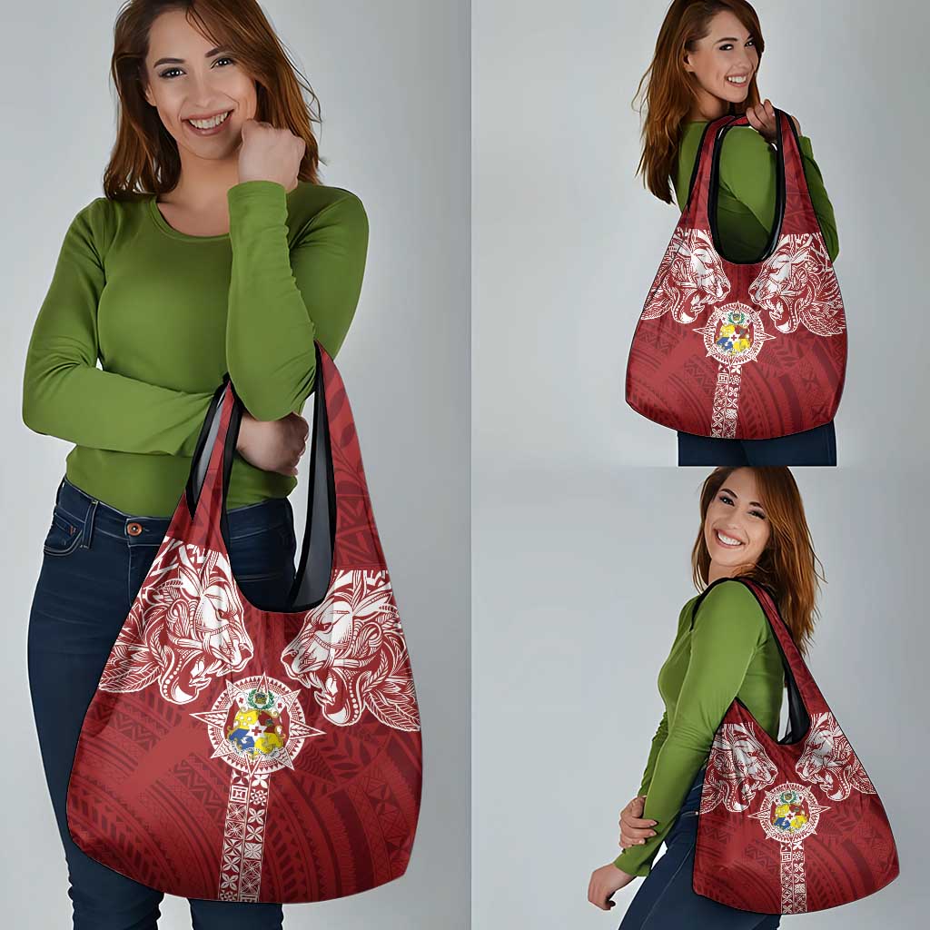 Tonga Independence Day Grocery Bag Tongatapu Lion Ngatu Motifs LT7 - Polynesian Pride
