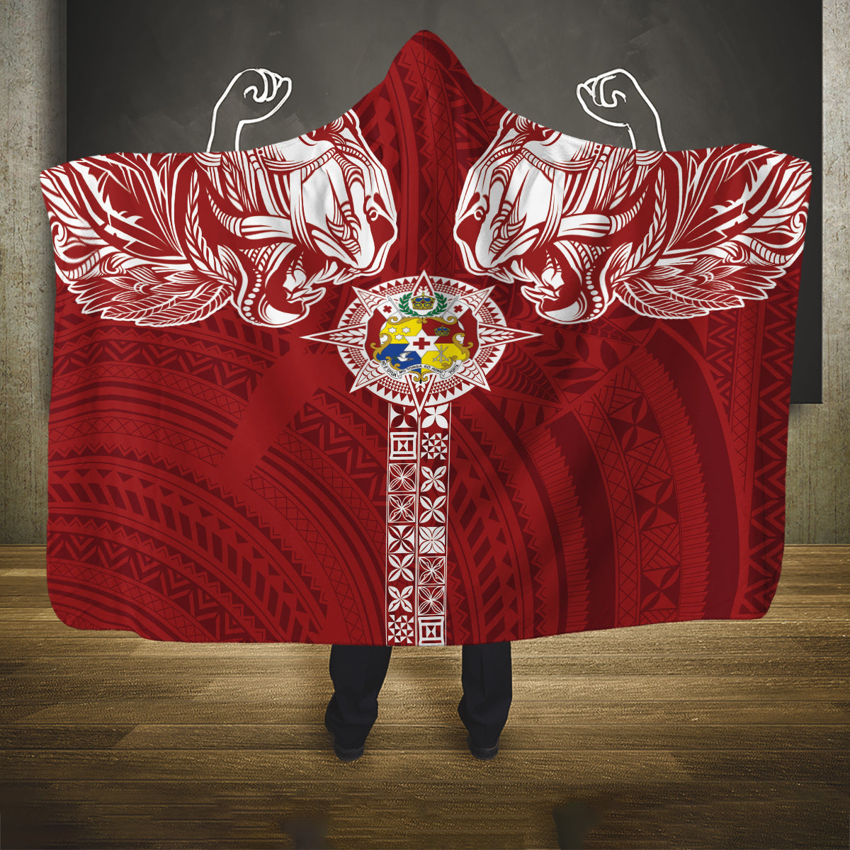 Tonga Independence Day Hooded Blanket Tongatapu Lion Ngatu Motifs