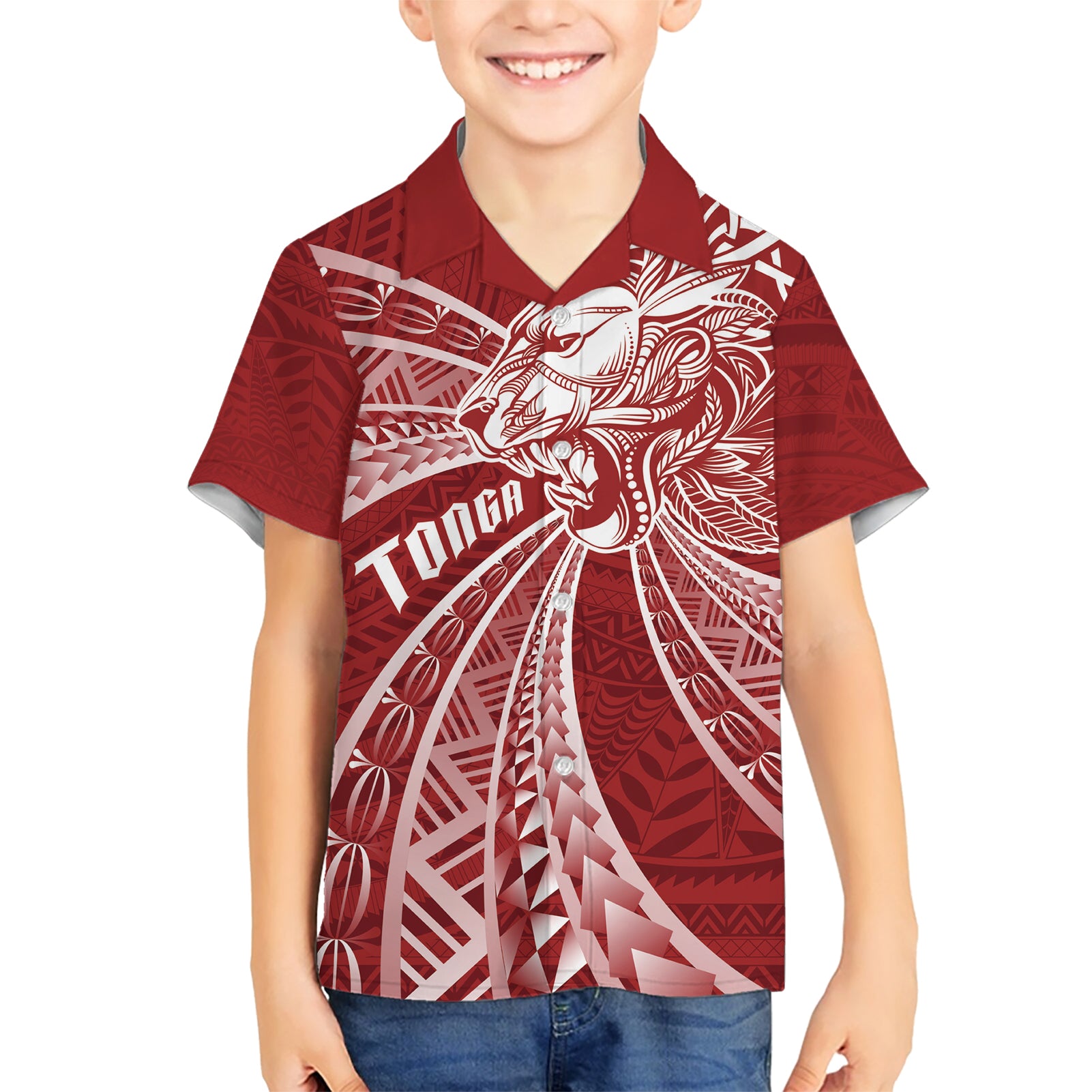 Tonga Independence Day Kid Hawaiian Shirt Tongatapu Lion Ngatu Motifs