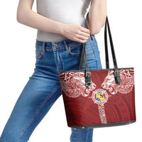 Tonga Independence Day Leather Tote Bag Tongatapu Lion Ngatu Motifs LT7 - Polynesian Pride