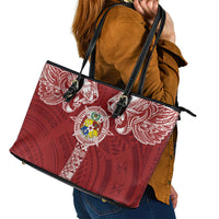 Tonga Independence Day Leather Tote Bag Tongatapu Lion Ngatu Motifs LT7 - Polynesian Pride