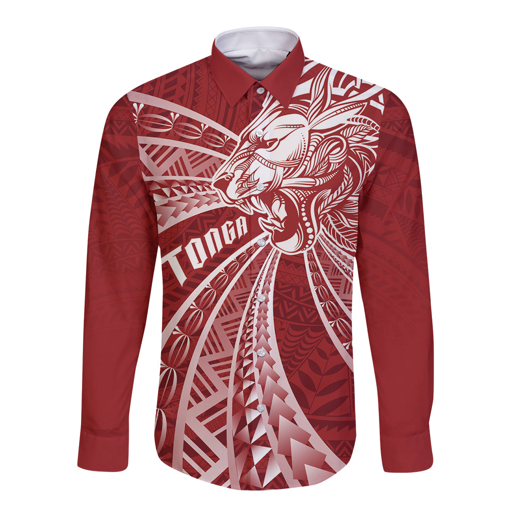 Tonga Independence Day Long Sleeve Button Shirt Tongatapu Lion Ngatu Motifs