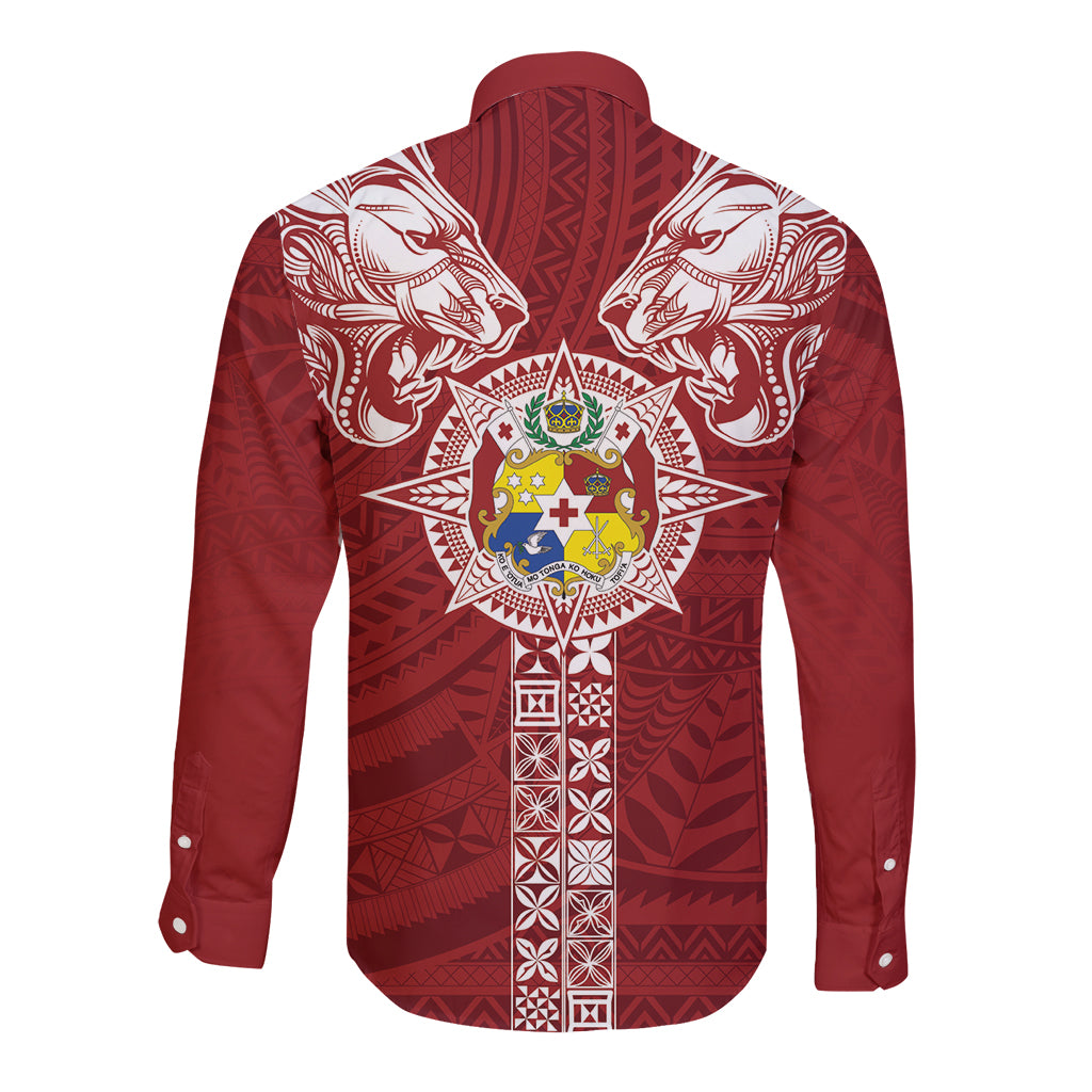 Tonga Independence Day Long Sleeve Button Shirt Tongatapu Lion Ngatu Motifs