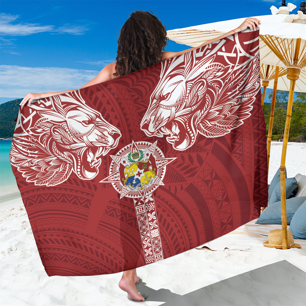 Tonga Independence Day Sarong Tongatapu Lion Ngatu Motifs