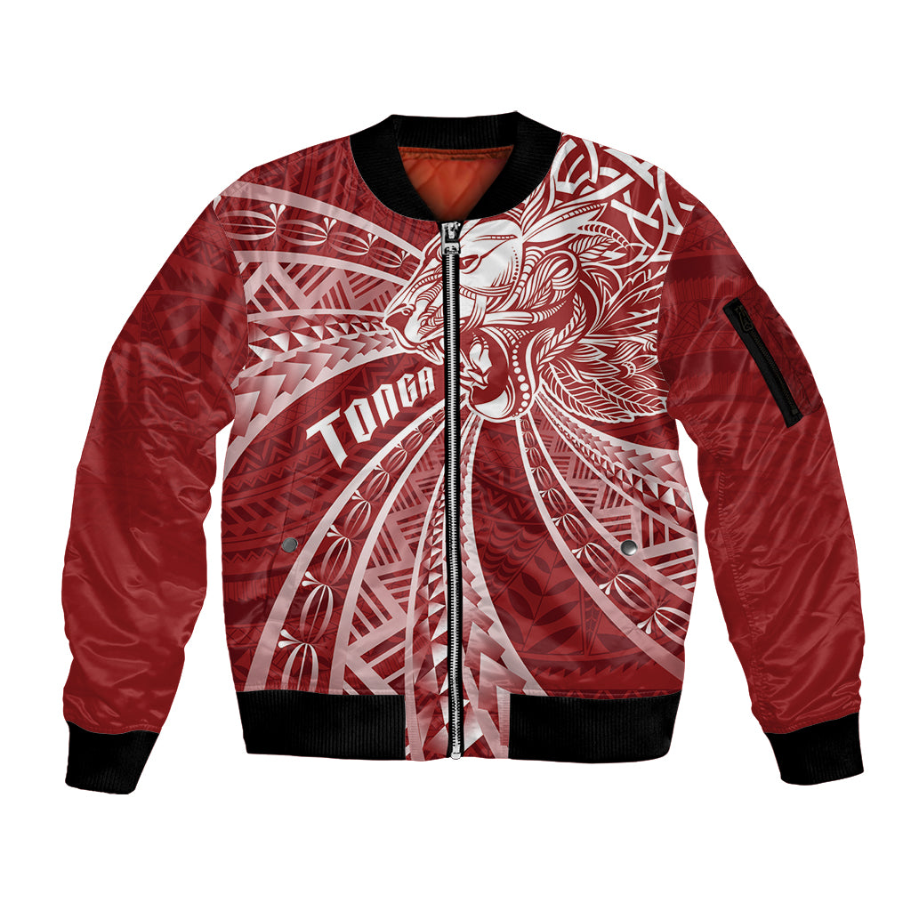 Tonga Independence Day Sleeve Zip Bomber Jacket Tongatapu Lion Ngatu Motifs