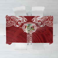 Tonga Independence Day Tablecloth Tongatapu Lion Ngatu Motifs LT7 Red - Polynesian Pride