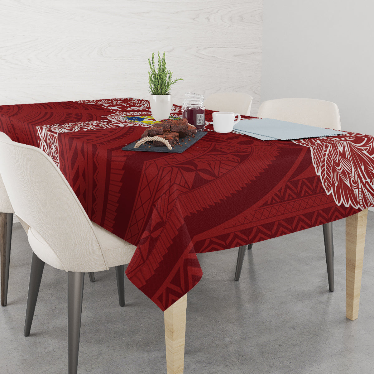 Tonga Independence Day Tablecloth Tongatapu Lion Ngatu Motifs LT7 - Polynesian Pride