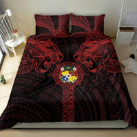 Tonga Independence Day Bedding Set Tongatapu Lion Ngatu Motifs Black Ver.
