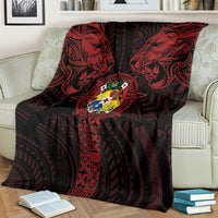 Tonga Independence Day Blanket Tongatapu Lion Ngatu Motifs Black Ver. LT7 - Polynesian Pride