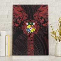 Tonga Independence Day Canvas Wall Art Tongatapu Lion Ngatu Motifs Black Ver. LT7 Without Frame Black - Polynesian Pride