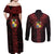 Tonga Independence Day Couples Matching Off Shoulder Maxi Dress and Long Sleeve Button Shirt Tongatapu Lion Ngatu Motifs Black Ver.