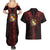 Tonga Independence Day Couples Matching Summer Maxi Dress and Hawaiian Shirt Tongatapu Lion Ngatu Motifs Black Ver.