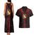 Tonga Independence Day Couples Matching Tank Maxi Dress and Hawaiian Shirt Tongatapu Lion Ngatu Motifs Black Ver.