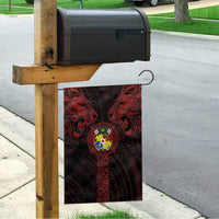 Tonga Independence Day Garden Flag Tongatapu Lion Ngatu Motifs Black Ver. LT7 - Polynesian Pride