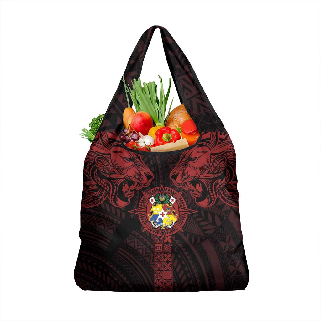 Tonga Independence Day Grocery Bag Tongatapu Lion Ngatu Motifs Black Ver. LT7 1-pack One Size Black - Polynesian Pride