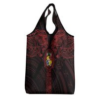 Tonga Independence Day Grocery Bag Tongatapu Lion Ngatu Motifs Black Ver. LT7 - Polynesian Pride