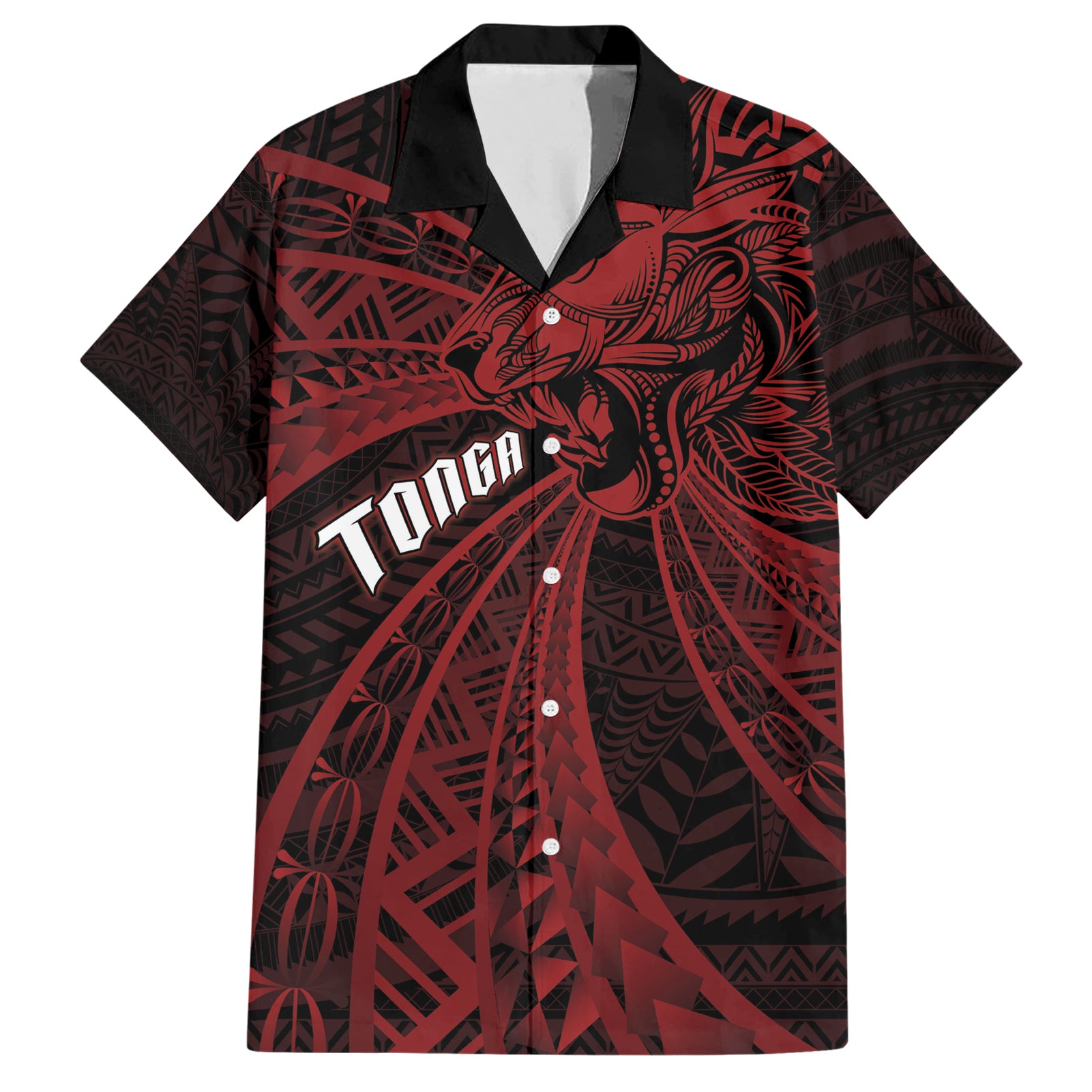 Tonga Independence Day Hawaiian Shirt Tongatapu Lion Ngatu Motifs Black Ver.