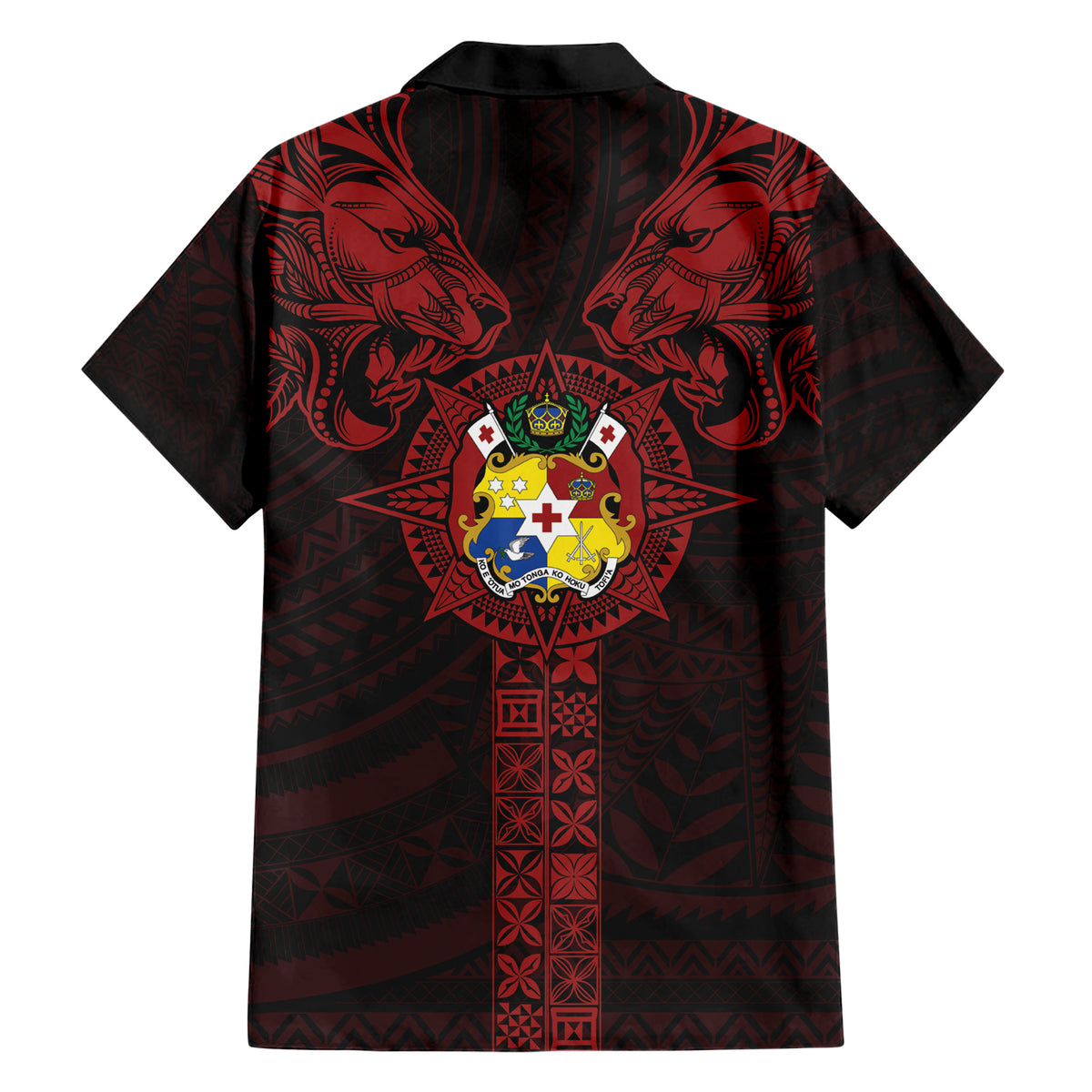 Tonga Independence Day Hawaiian Shirt Tongatapu Lion Ngatu Motifs Black Ver.