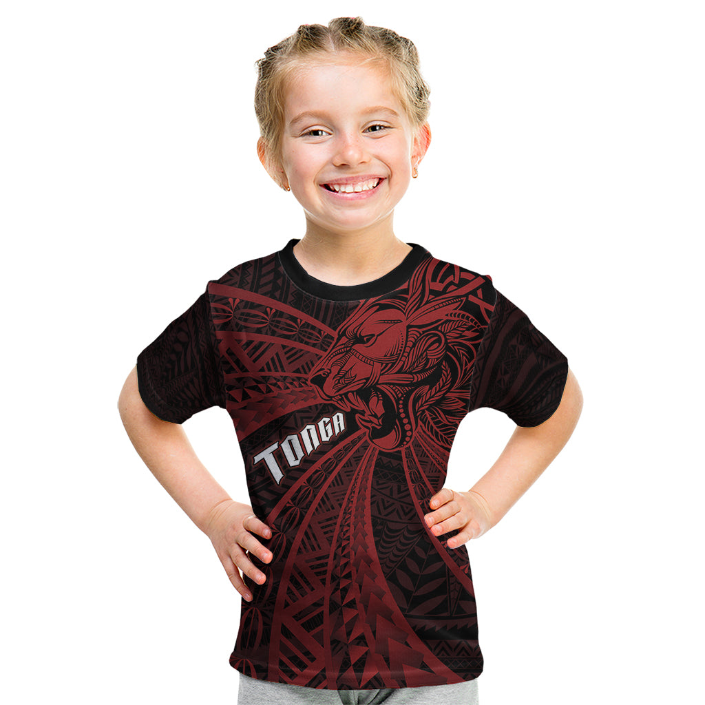 Tonga Independence Day Kid T Shirt Tongatapu Lion Ngatu Motifs Black Ver.