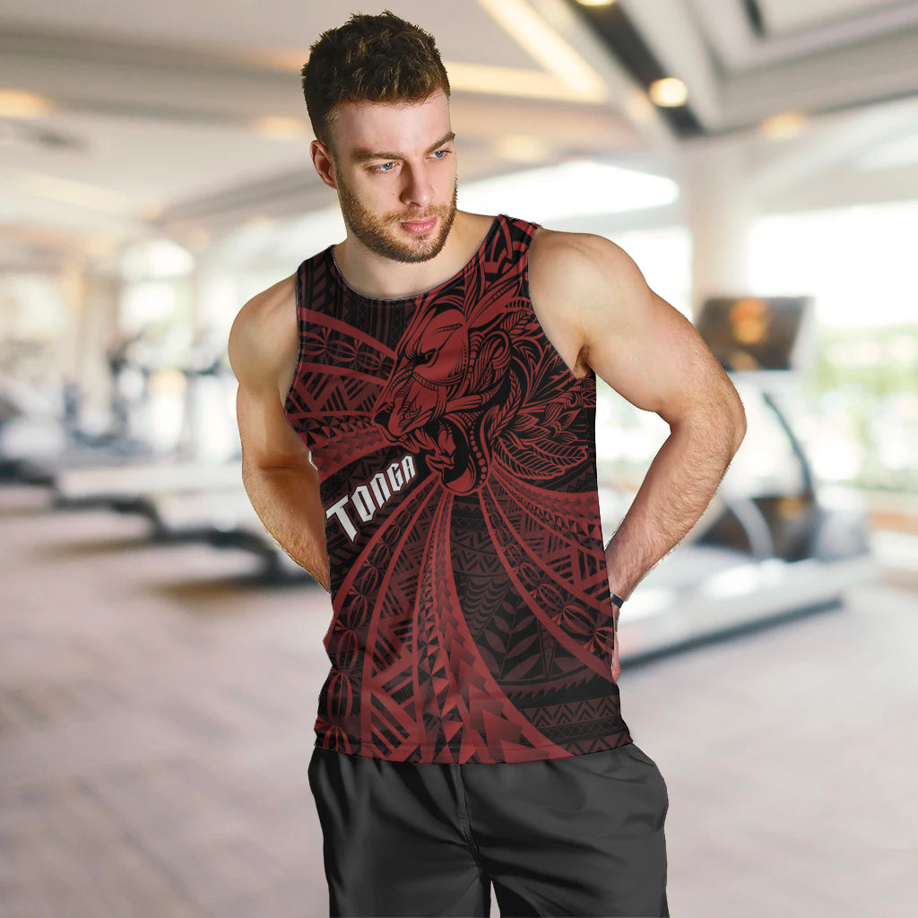 Tonga Independence Day Men Tank Top Tongatapu Lion Ngatu Motifs Black Ver.