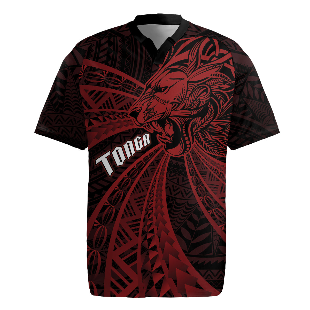 Tonga Independence Day Rugby Jersey Tongatapu Lion Ngatu Motifs Black Ver.