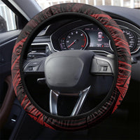 Tonga Independence Day Steering Wheel Cover Tongatapu Lion Ngatu Motifs Black Ver. LT7 - Polynesian Pride