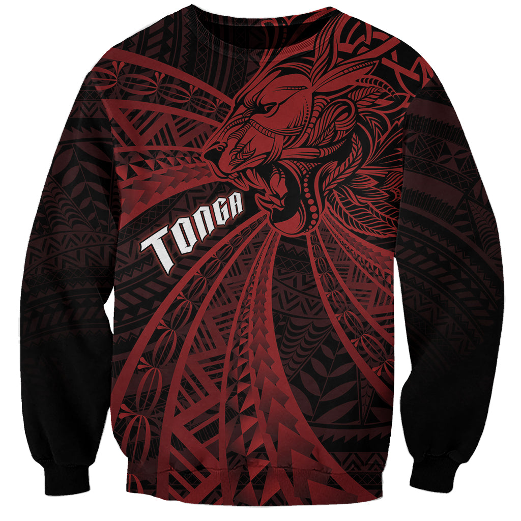 Tonga Independence Day Sweatshirt Tongatapu Lion Ngatu Motifs Black Ver.