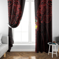 Tonga Independence Day Window Curtain Tongatapu Lion Ngatu Motifs Black Ver. LT7 - Polynesian Pride