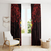 Tonga Independence Day Window Curtain Tongatapu Lion Ngatu Motifs Black Ver. LT7 - Polynesian Pride