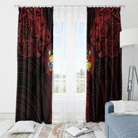 Tonga Independence Day Window Curtain Tongatapu Lion Ngatu Motifs Black Ver. LT7 - Polynesian Pride