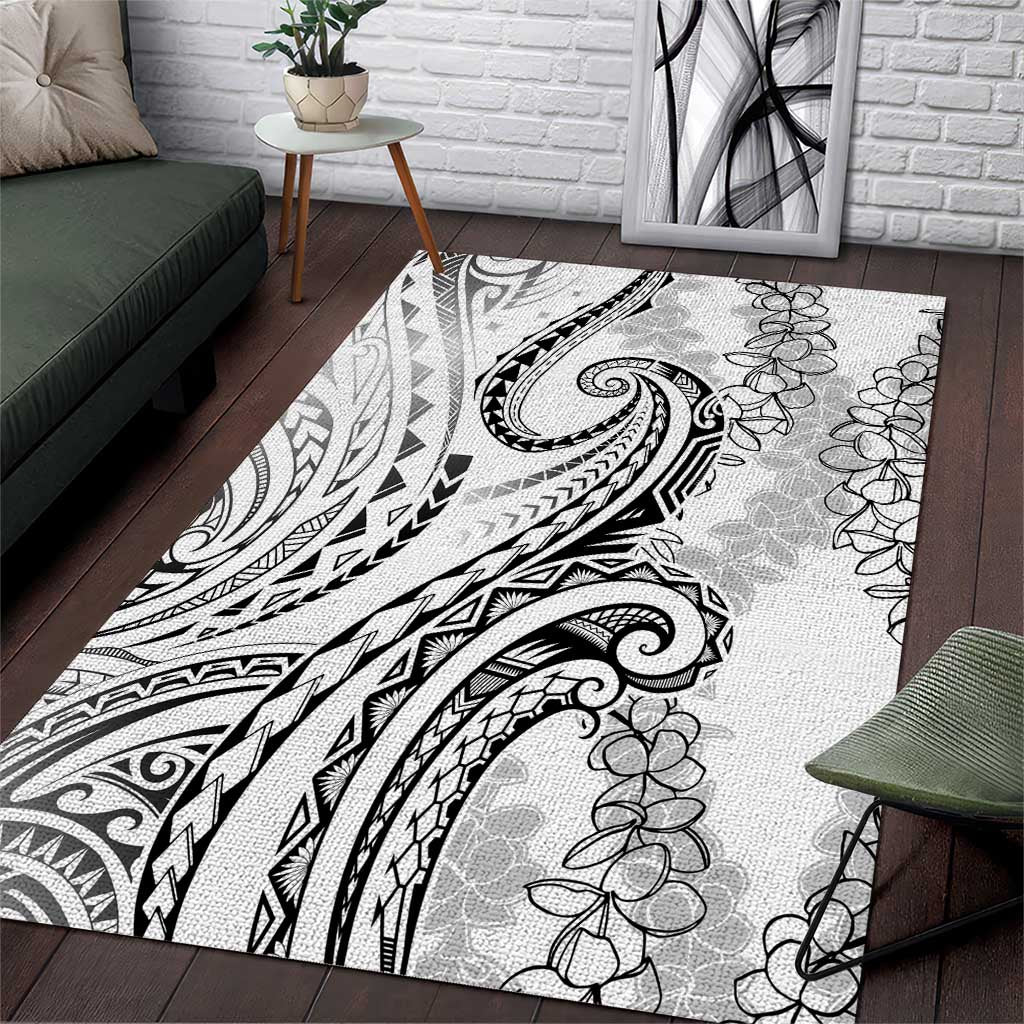 Polynesia Plumeria Lei Area Rug White Curves Motif