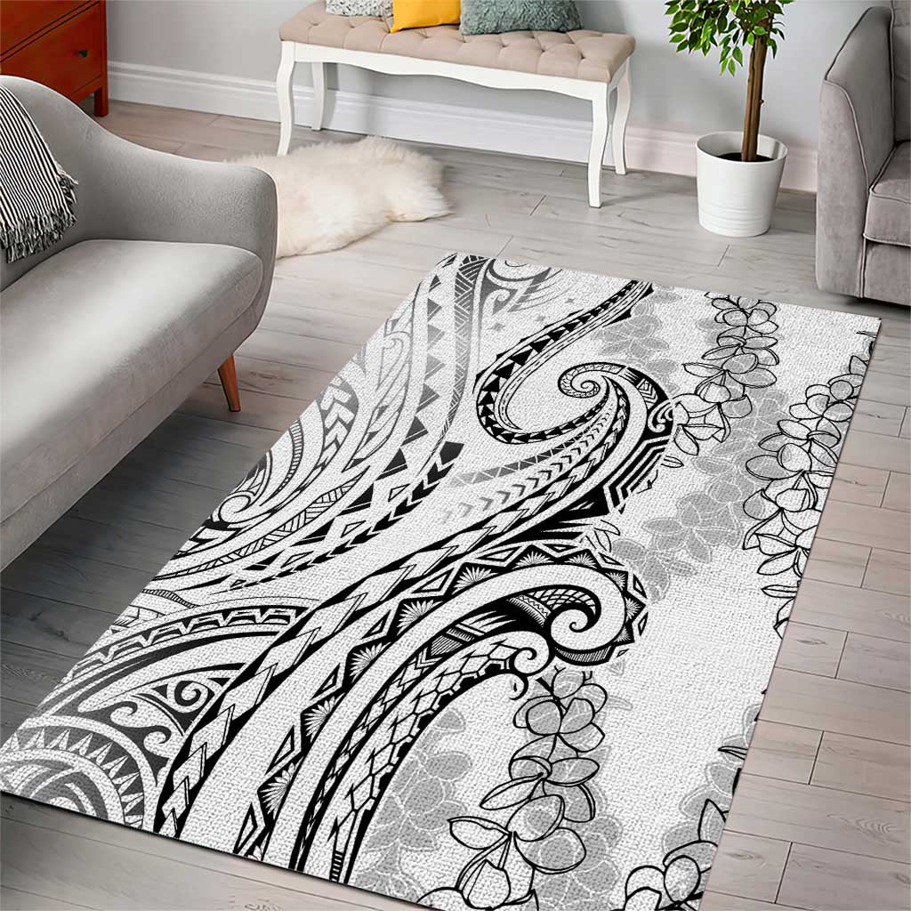 Polynesia Plumeria Lei Area Rug White Curves Motif