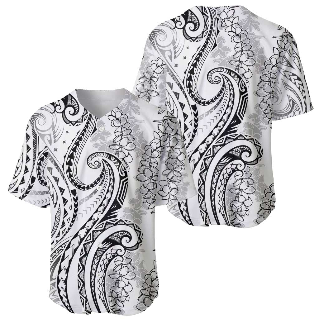 Polynesia Plumeria Lei Baseball Jersey White Curves Motif