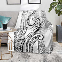 Polynesia Plumeria Lei Blanket White Curves Motif