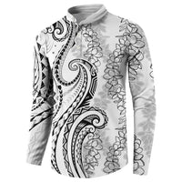 Polynesia Plumeria Lei Button Sweatshirt White Curves Motif LT7 - Polynesian Pride